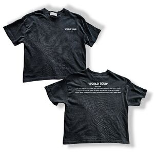 "World Tour" Black & White Graphic Print Cropped T-shirt Size XS by Urban Nation